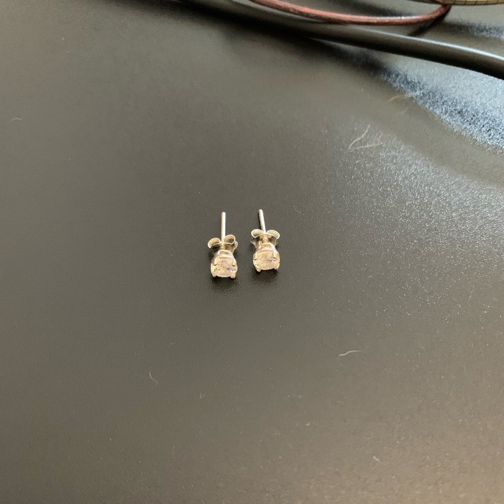 CZ Sterling Silver Stud Earrings 4mm 925 Very Sparkly